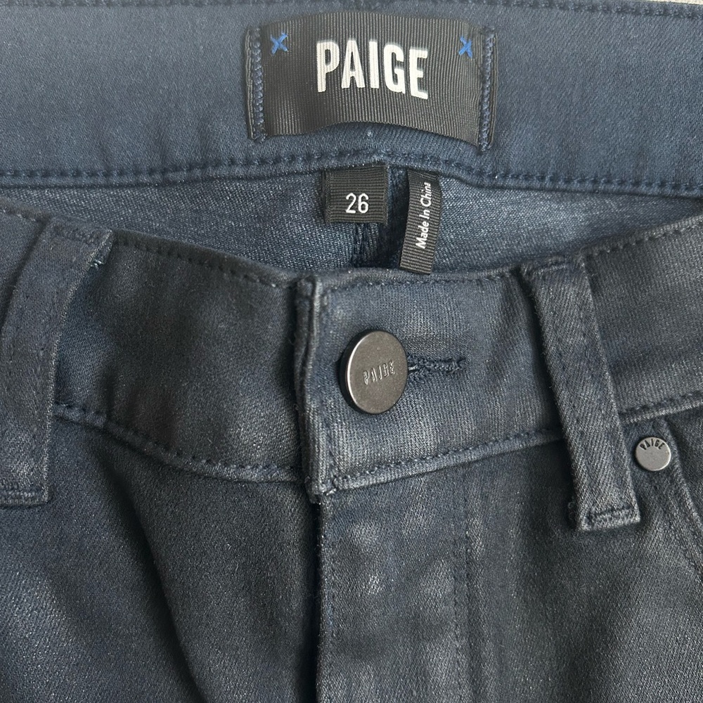 PAIGE Midnight Blue Coated Straight Jeans